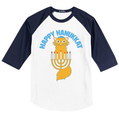 Happy Hanukkat Hanukkah Jewish Cat Baseball Sleeve Shirt