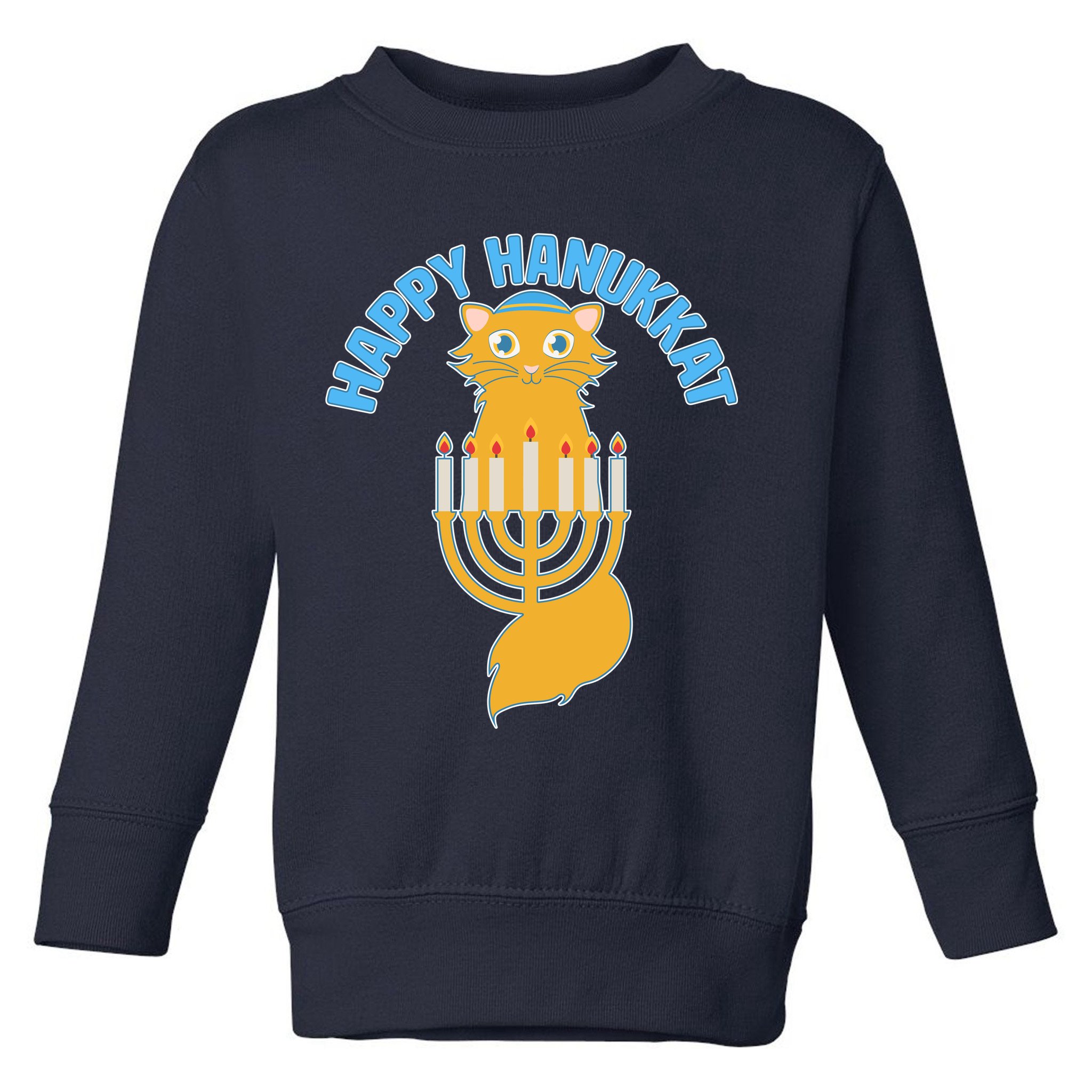 Happy Hanukkat Hanukkah Jewish Cat Toddler Sweatshirt