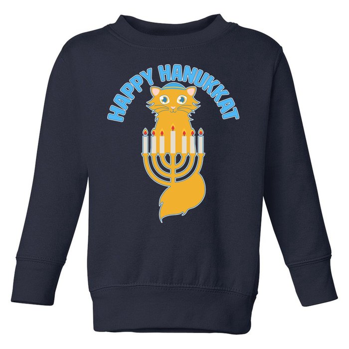 Happy Hanukkat Hanukkah Jewish Cat Toddler Sweatshirt