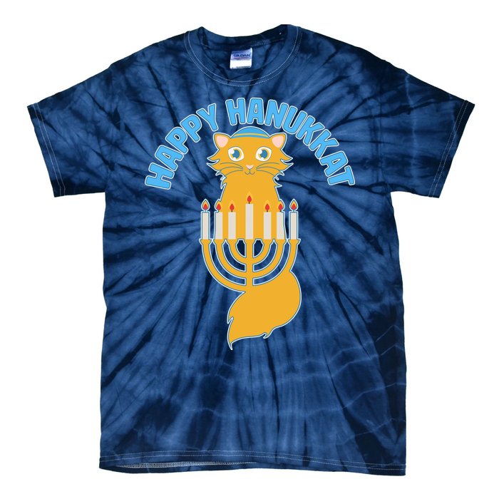 Happy Hanukkat Hanukkah Jewish Cat Tie-Dye T-Shirt