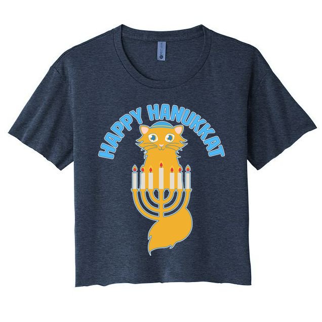 Happy Hanukkat Hanukkah Jewish Cat Crop Top