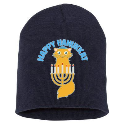 Happy Hanukkat Hanukkah Jewish Cat Short Acrylic Beanie