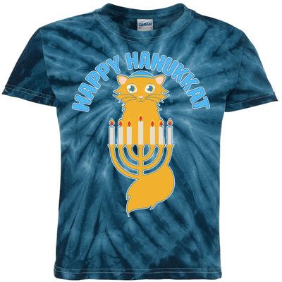 Happy Hanukkat Hanukkah Jewish Cat Kids Tie-Dye T-Shirt