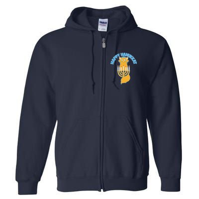Happy Hanukkat Hanukkah Jewish Cat Full Zip Hoodie
