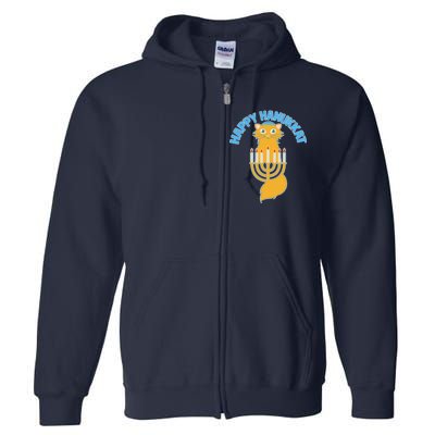 Happy Hanukkat Hanukkah Jewish Cat Full Zip Hoodie