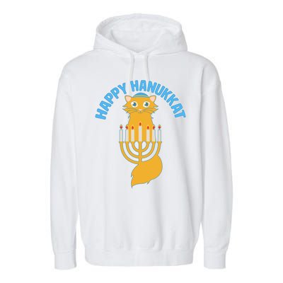 Happy Hanukkat Hanukkah Jewish Cat Garment-Dyed Fleece Hoodie