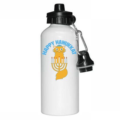 Happy Hanukkat Hanukkah Jewish Cat Aluminum Water Bottle