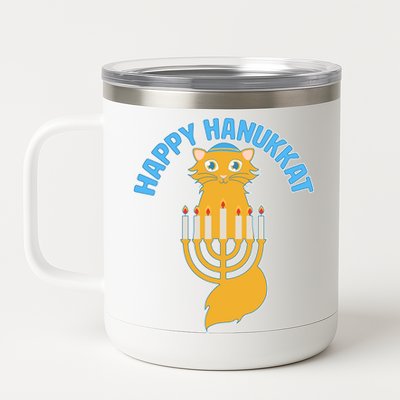 Happy Hanukkat Hanukkah Jewish Cat 12 oz Stainless Steel Tumbler Cup