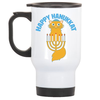 Happy Hanukkat Hanukkah Jewish Cat Stainless Steel Travel Mug