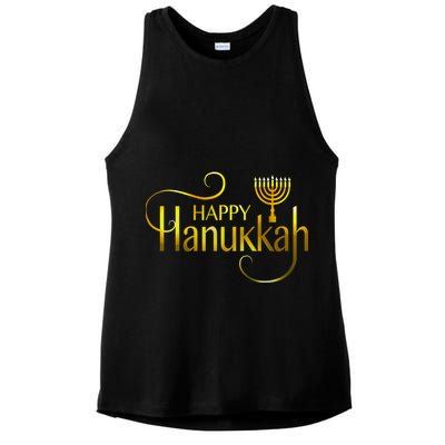 Happy Haunkkah Menorah Logo Ladies PosiCharge Tri-Blend Wicking Tank