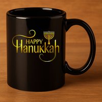 Happy Haunkkah Menorah Logo 11oz C Handle Ceramic Mug