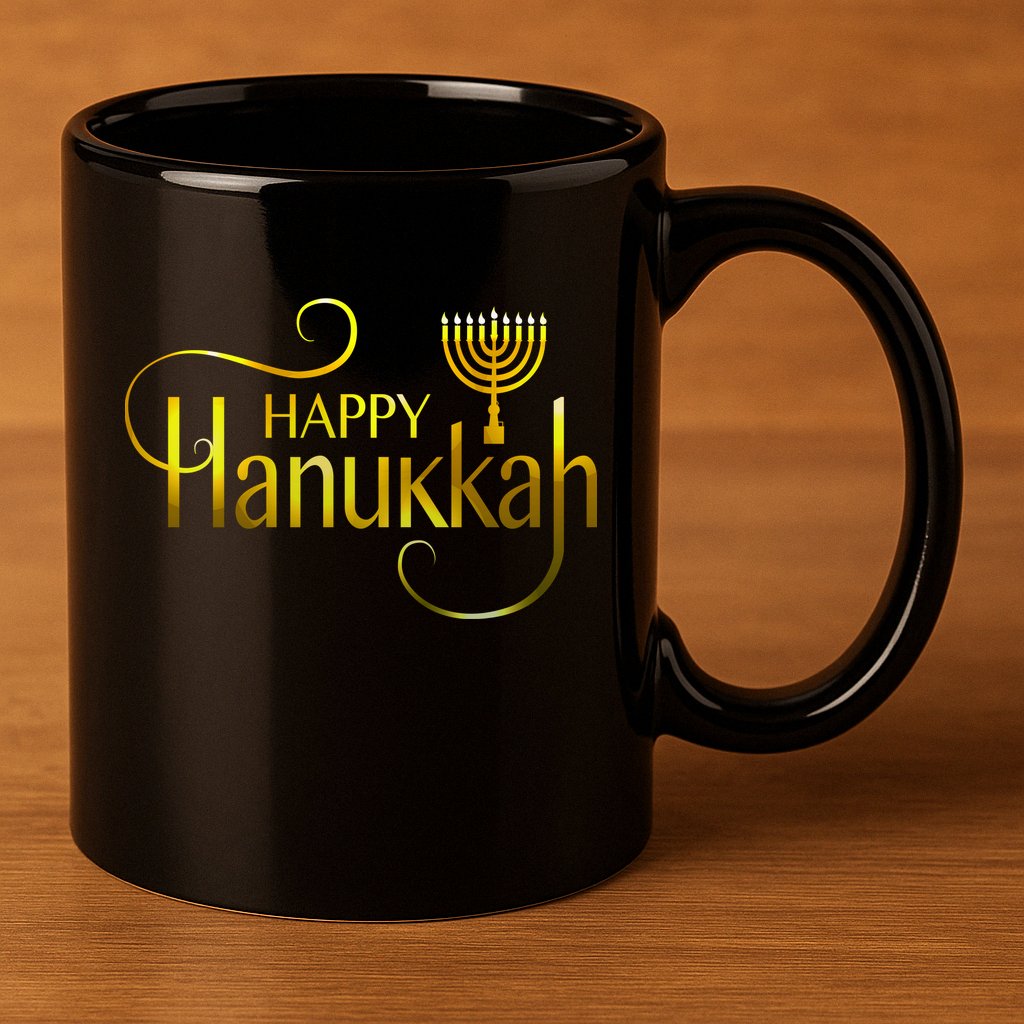 Happy Haunkkah Menorah Logo 11oz C Handle Ceramic Mug