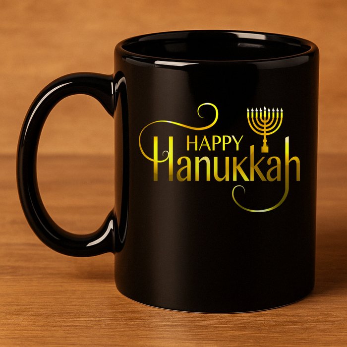 Happy Haunkkah Menorah Logo 11oz C Handle Ceramic Mug