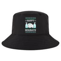 Happy Holidays Toilet Paper Hand Sanitizer Ugly Christmas Sweater  Cool Comfort Performance Bucket Hat