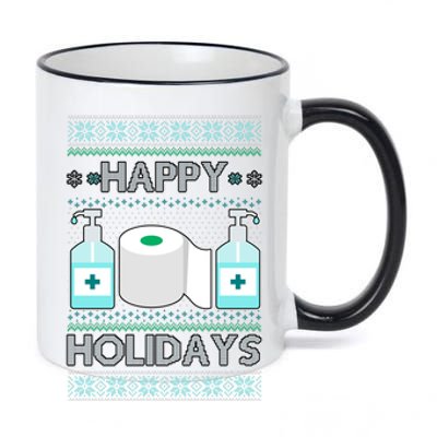 Happy Holidays Toilet Paper Hand Sanitizer Ugly Christmas Sweater  11oz Black Color Changing Mug