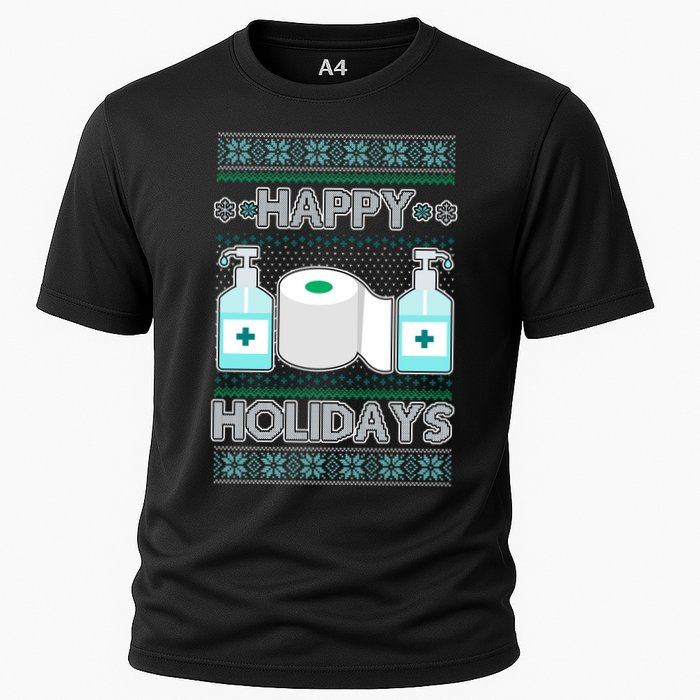 Happy Holidays Toilet Paper Hand Sanitizer Ugly Christmas Sweater  Cooling Performance Crew T-Shirt
