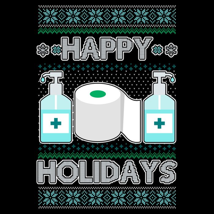 Happy Holidays Toilet Paper Hand Sanitizer Ugly Christmas Sweater  Cooling Performance Crew T-Shirt