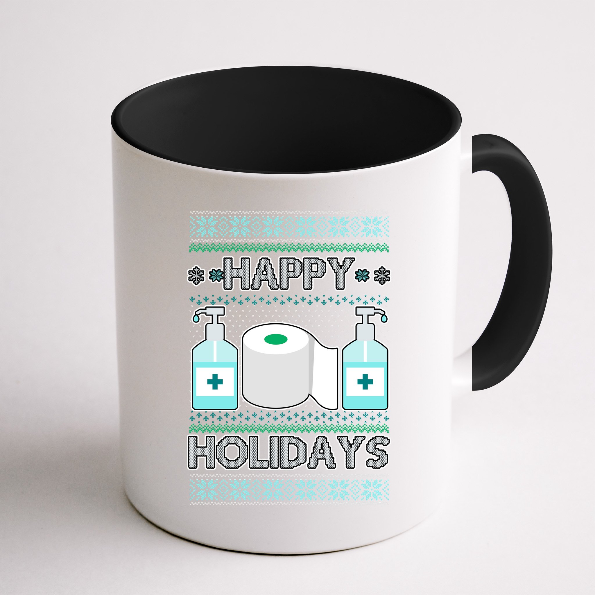 Happy Holidays Toilet Paper Hand Sanitizer Ugly Christmas Sweater  Mug