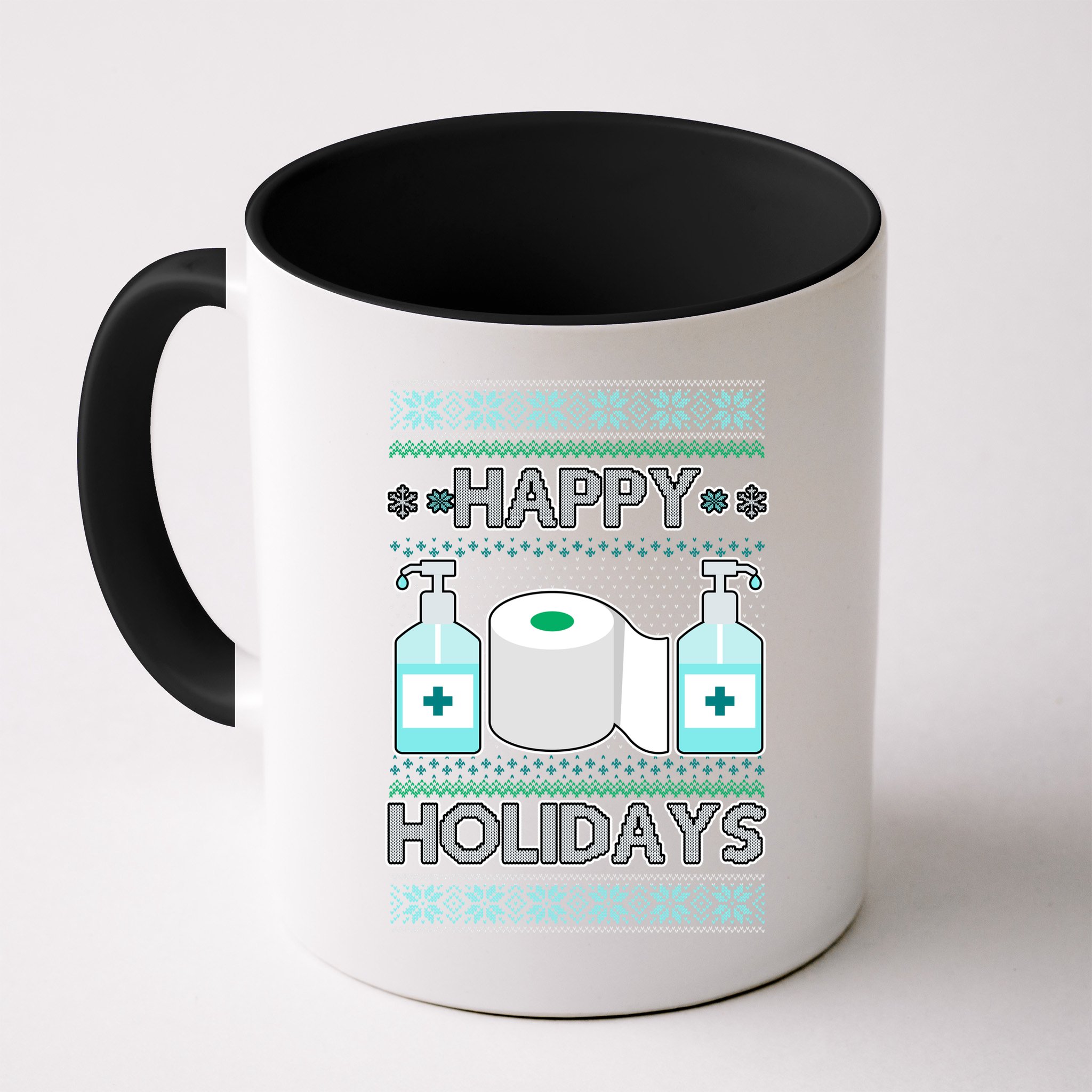 Happy Holidays Toilet Paper Hand Sanitizer Ugly Christmas Sweater  Mug