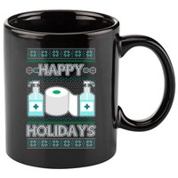 Happy Holidays Toilet Paper Hand Sanitizer Ugly Christmas Sweater  11oz C Handle Ceramic Mug