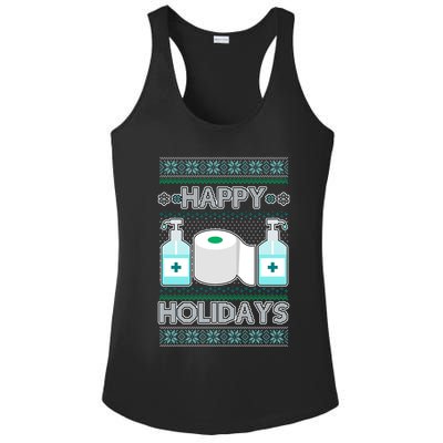 Happy Holidays Toilet Paper Hand Sanitizer Ugly Christmas Sweater  Ladies PosiCharge Competitor Racerback Tank