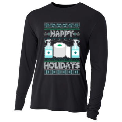 Happy Holidays Toilet Paper Hand Sanitizer Ugly Christmas Sweater  Cooling Performance Long Sleeve Crew