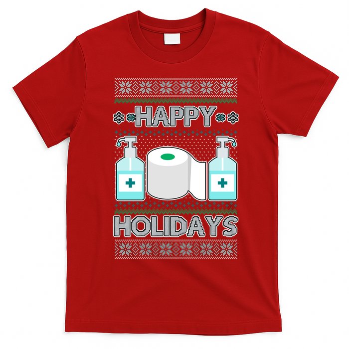 Happy Holidays Toilet Paper Hand Sanitizer Ugly Christmas Sweater  T-Shirt