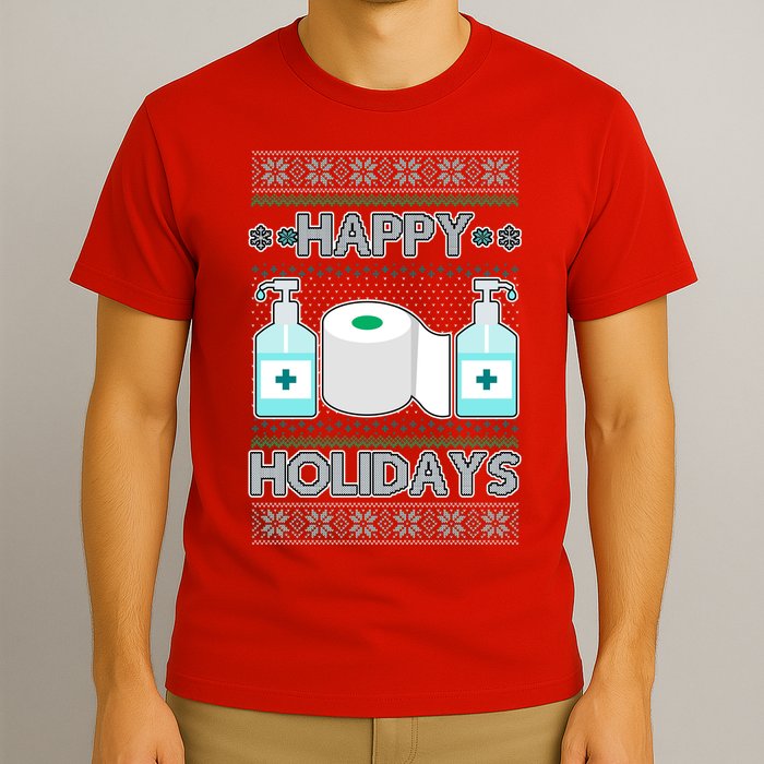 Happy Holidays Toilet Paper Hand Sanitizer Ugly Christmas Sweater  T-Shirt