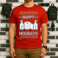 Happy Holidays Toilet Paper Hand Sanitizer Ugly Christmas Sweater  T-Shirt
