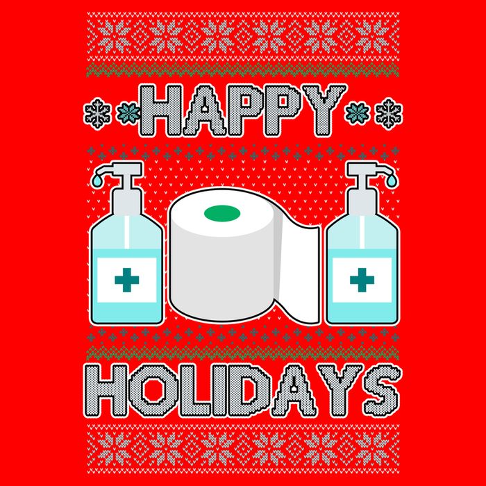 Happy Holidays Toilet Paper Hand Sanitizer Ugly Christmas Sweater  T-Shirt