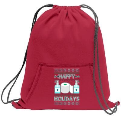 Happy Holidays Toilet Paper Hand Sanitizer Ugly Christmas Sweater  Sweatshirt Cinch Pack Bag