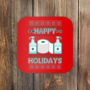 Happy Holidays Toilet Paper Hand Sanitizer Ugly Christmas Sweater  Coaster