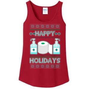 Happy Holidays Toilet Paper Hand Sanitizer Ugly Christmas Sweater  Ladies Essential Tank