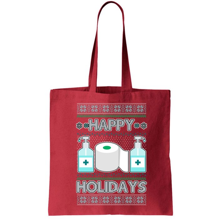 Happy Holidays Toilet Paper Hand Sanitizer Ugly Christmas Sweater  Bag