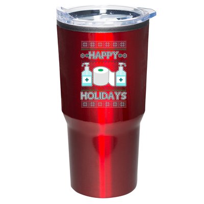 Happy Holidays Toilet Paper Hand Sanitizer Ugly Christmas Sweater  Tumbler