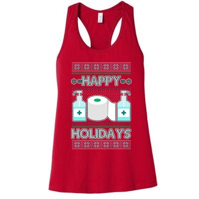 Happy Holidays Toilet Paper Hand Sanitizer Ugly Christmas Sweater  Womens Tank Top