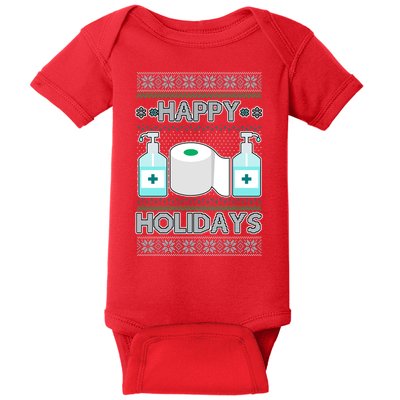 Happy Holidays Toilet Paper Hand Sanitizer Ugly Christmas Sweater  Baby Bodysuit