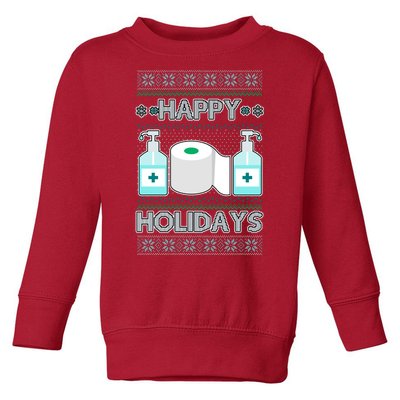 Happy Holidays Toilet Paper Hand Sanitizer Ugly Christmas Sweater  Toddler Sweatshirt