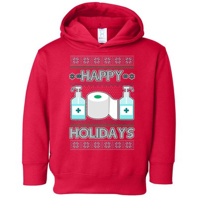 Happy Holidays Toilet Paper Hand Sanitizer Ugly Christmas Sweater  Toddler Hoodie