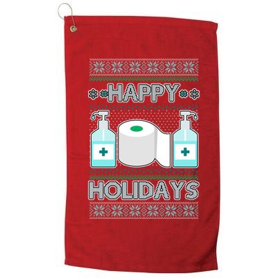 Happy Holidays Toilet Paper Hand Sanitizer Ugly Christmas Sweater  Golf Towel