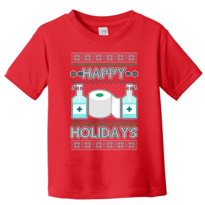 Happy Holidays Toilet Paper Hand Sanitizer Ugly Christmas Sweater  Toddler T-Shirt