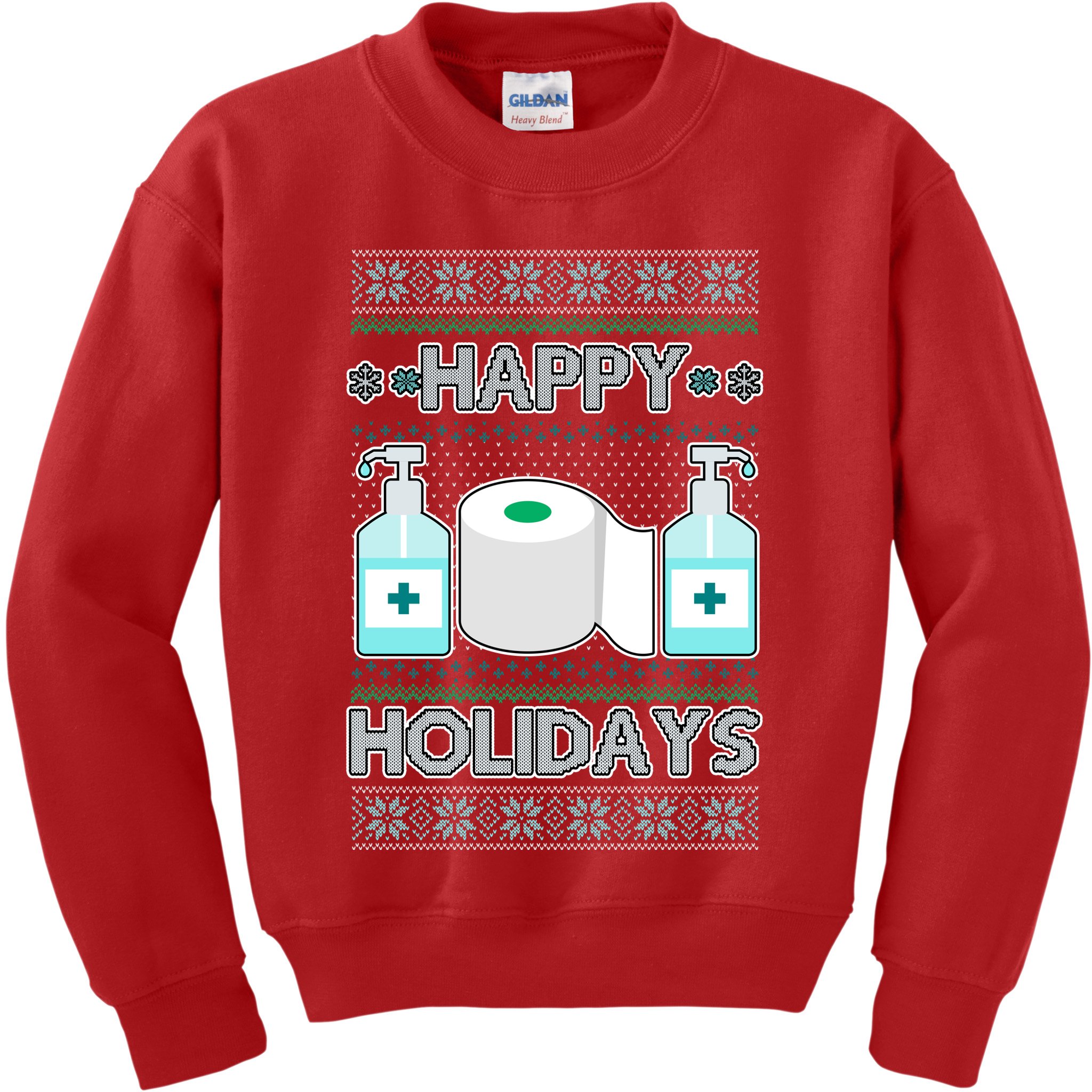 Happy Holidays Toilet Paper Hand Sanitizer Ugly Christmas Sweater  Kids Sweatshirt