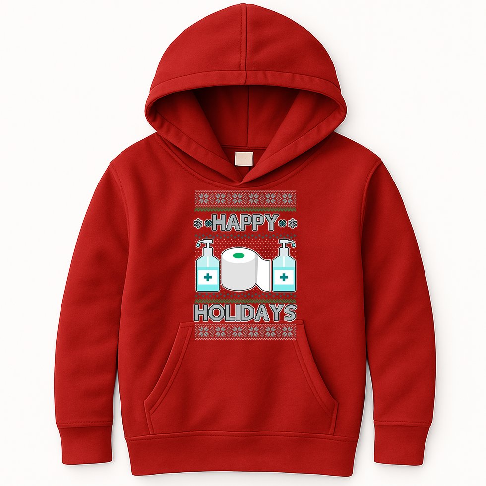 Happy Holidays Toilet Paper Hand Sanitizer Ugly Christmas Sweater  Kids Hoodie