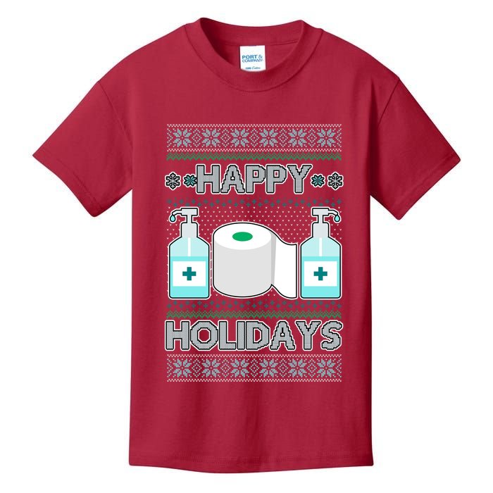 Happy Holidays Toilet Paper Hand Sanitizer Ugly Christmas Sweater  Kids T-Shirt