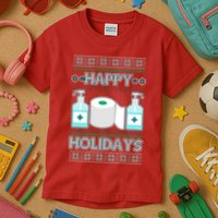 Happy Holidays Toilet Paper Hand Sanitizer Ugly Christmas Sweater  Kids T-Shirt