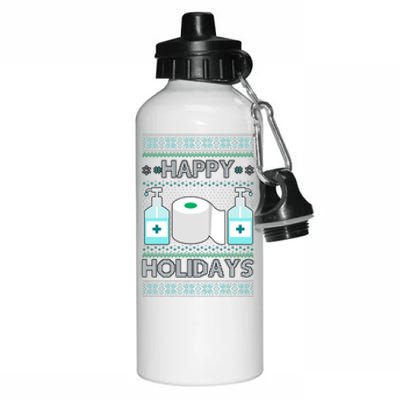 Happy Holidays Toilet Paper Hand Sanitizer Ugly Christmas Sweater  Aluminum Water Bottle 