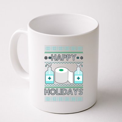 Happy Holidays Toilet Paper Hand Sanitizer Ugly Christmas Sweater  Coffee Mug