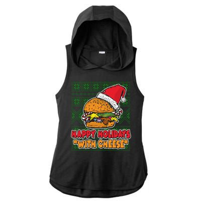 Happy Holidays With Cheese Ugly Christmas Sweater Ladies PosiCharge Tri-Blend Wicking Draft Hoodie Tank