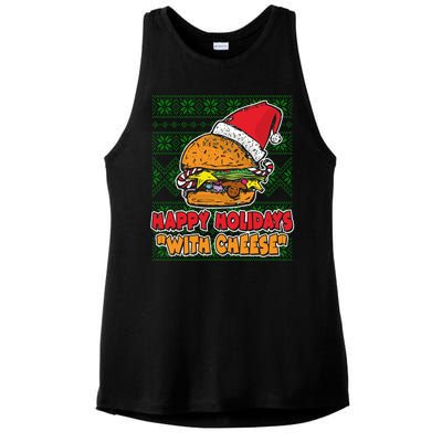 Happy Holidays With Cheese Ugly Christmas Sweater Ladies PosiCharge Tri-Blend Wicking Tank