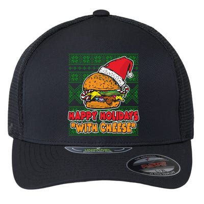 Happy Holidays With Cheese Ugly Christmas Sweater Flexfit Unipanel Trucker Cap